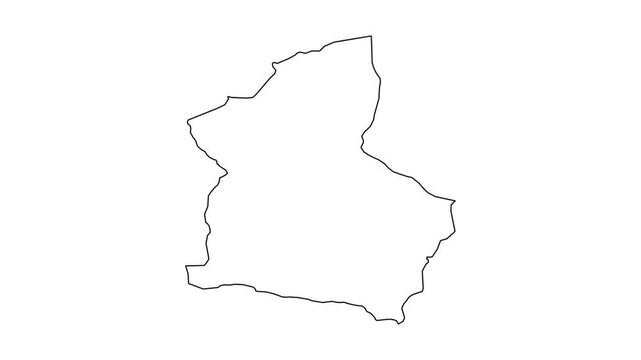 Animated drawing of border map of San Juan province in Argentina showing outline formation on white background.