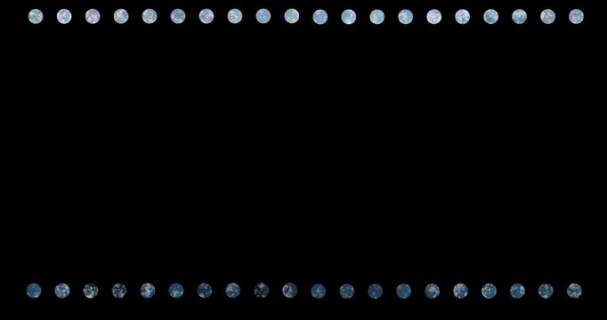 Full Moon Border Motion Frame Background with Black Background Looped Video