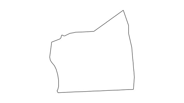 Self drawing animation of somaliland map, black line contour, white background.