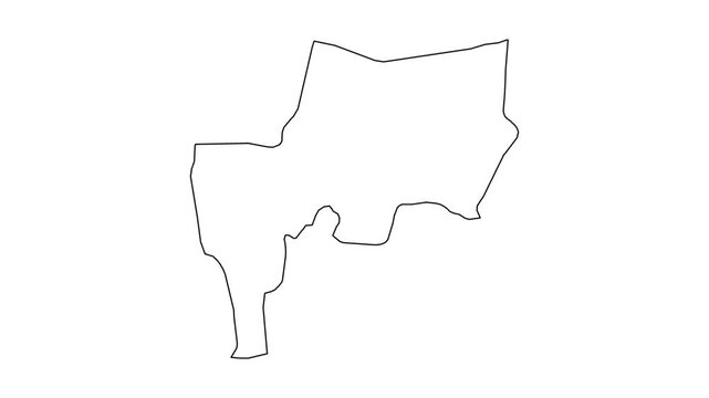 Animated outline drawing of Thailand map on white background representing geography and travel.