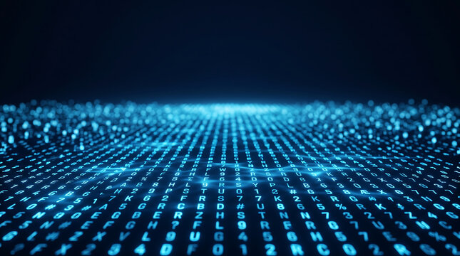 Blue digital abstract data matrix background