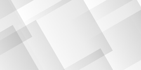 Obraz premium Geometric white and gray overlap triangle cube technology brochure diamond web design. minimal rectangle white web material triangle overlay tech element transparent layers banner background.