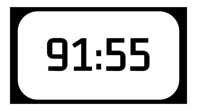 Countdown timer from 92 minute to 91 minute on white background and rounded black frame ideal for presentations, classrooms, and productivity projects