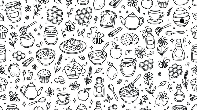 Honey and sweet treats vector image pattern