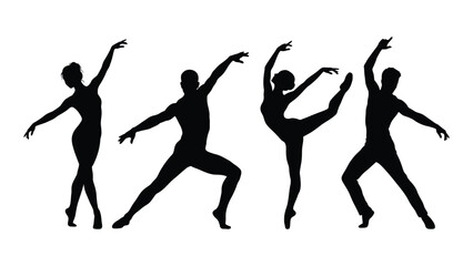 Silhouette of four ballet dancers in different poses © Amit