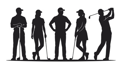 Black silhouettes of people playing golf © Amit