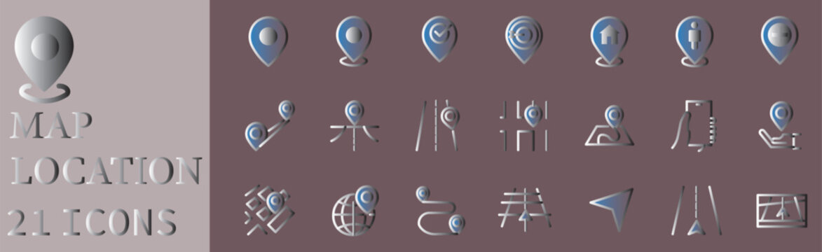 Map and location icon set. Navigation, GPS, direction, travel, route, destination, road, navigator icon