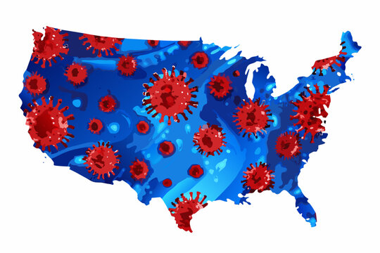 United States Map Illustration With Coronavirus Shapes Vector Graphic Design