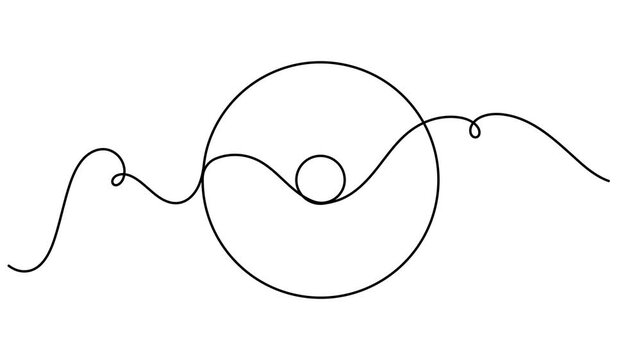 Continuous single line animating a Sun symbol minimalist monoline art planet astrology sign solar energy presentations and morning wellness clips motion graphic moving on white background
