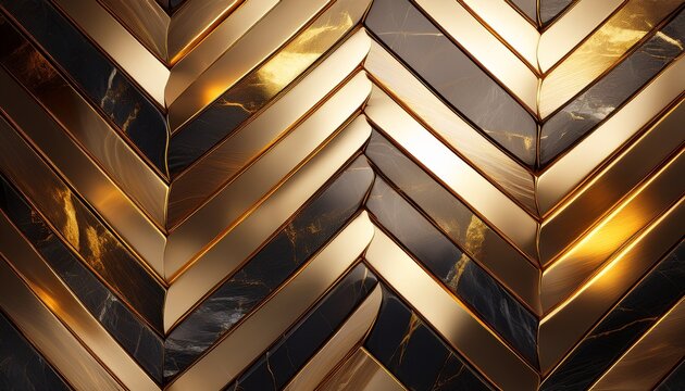 Ascendant Chevrons Of Luminous Gold And Polished Marble
