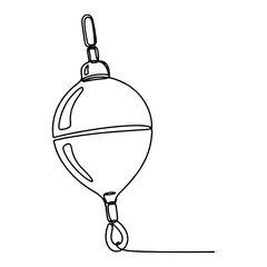 Fishing float bobber in continuous one line art style, minimalist angling equipment for water surface indication © ----WWWLINE----