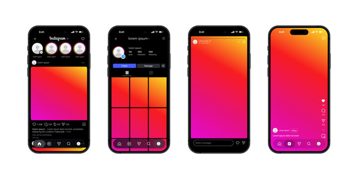Instagram 2026 mockup interface. Instagram new update template. New Instagram social media features design 2026