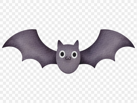 Watercolor cute bat Halloween illustration Vector.