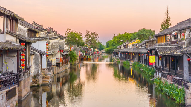 Scenic view of Xitang ancient water town in Jiashan County, Zhejiang, China