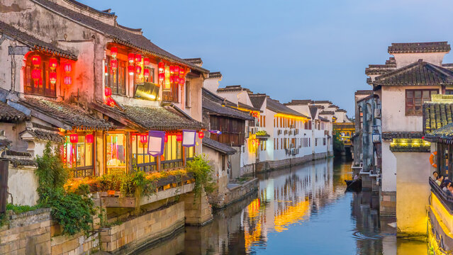 Scenic view of Xitang ancient water town in Jiashan County, Zhejiang, China