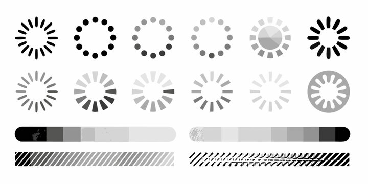 Loading Spinner Icons Collection Flat Vector Illustration On White Background