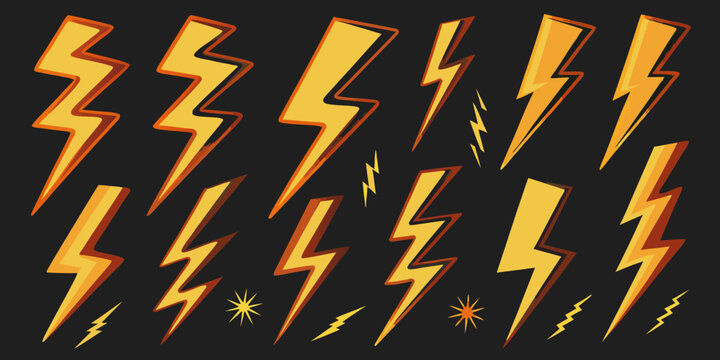 Stylized Orange Lightning Bolts Pattern On Black Background