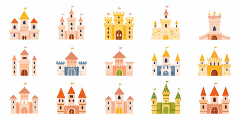 Colorful Cartoon Castle Illustrations A Set Of Twelve Designs © Sujal