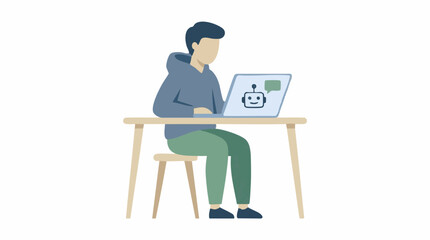 Fototapeta premium Person Interacting with AI Chatbot on Laptop Computer Illustration