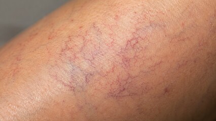 Fototapeta premium Macro of spider veins on human lower leg