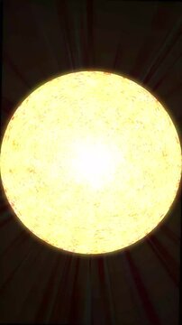 Glowing yellow sun sphere. Bright golden light orb with radiant energy rays.