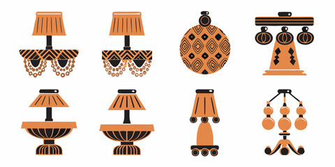 Ancient Pottery Vessels Vector Illustration With Geometric Ornamentation © Dipa