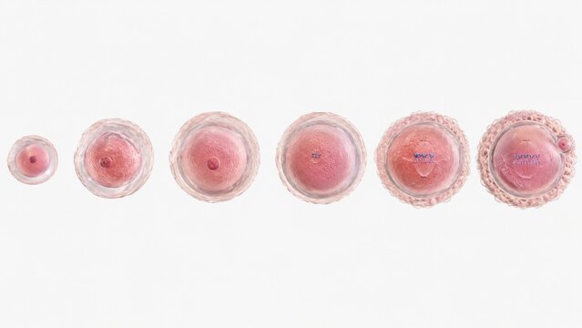 Human egg maturation stages from immature oocyte to mature ovum