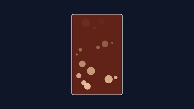 Carbonated cola drink bubbles rising in glass close-up animation 4k soda