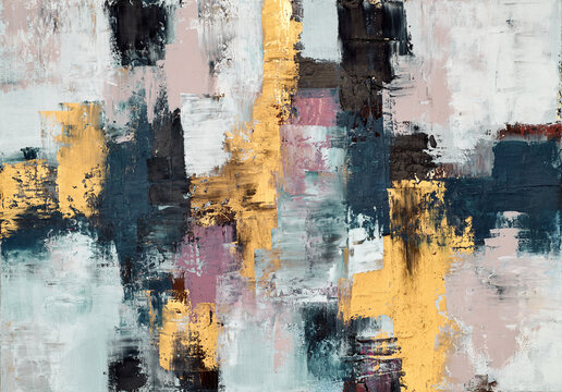 Abstract colorful oil painting on canvas texture. Hand-drawn brush stroke, oil painting background. Modern Art Oil Paintings. Abstract modern art for background