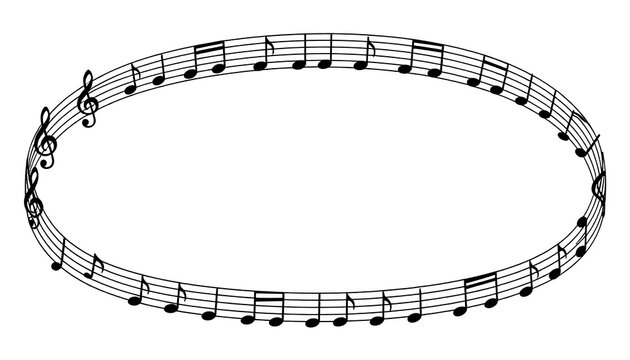 Black Oval Music Notation Border Isolated White