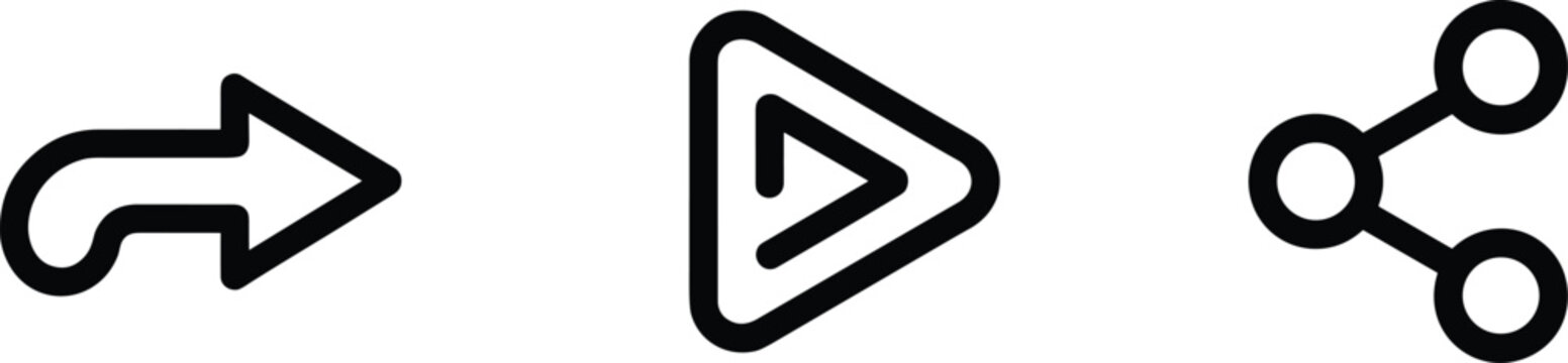 Navigation, Play, and Share Icons Collection