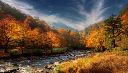 Fototapeta premium Fall In Mountain Forest