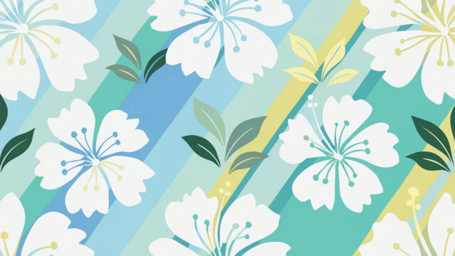 Seamless tropical Hawaiian floral pattern featuring white hibiscus flowers vector background 