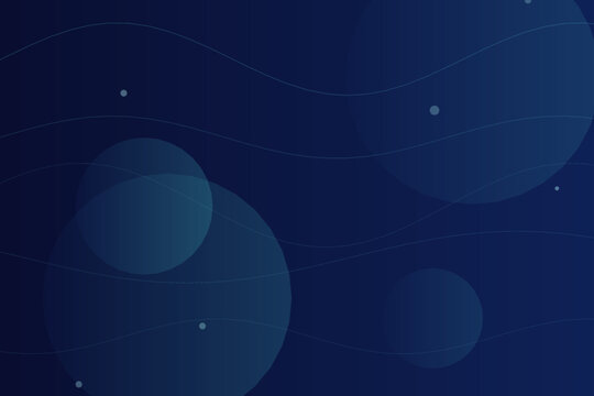 Navy Blue Abstract Background with Overlapping Circles and Wave Lines