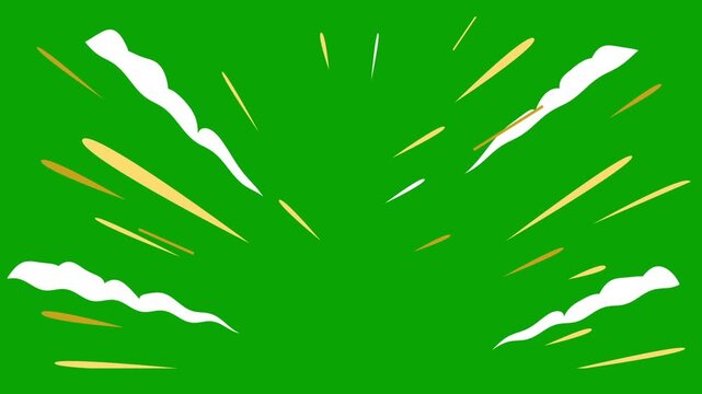 Comic Speed Burst and Smoke Effect on Green Screen Background Animation