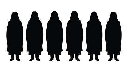 Black silhouettes of five people standing in a row © Robin