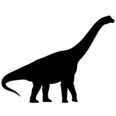 Black silhouette of a long necked sauropod dinosaur 1. © Maulana