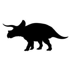 Black silhouette of a Triceratops dinosaur isolated on white background. © Maulana