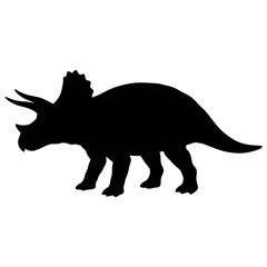 Black silhouette of a Triceratops dinosaur. © Maulana