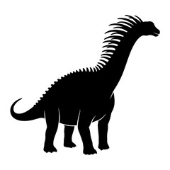 Silhouette of a large long necked sauropod dinosaur standing. © Maulana