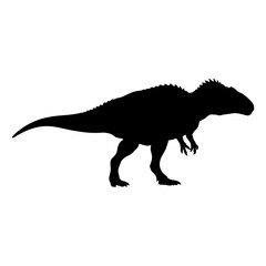 Fototapeta premium Silhouette of a large predatory theropod dinosaur isolated on white.