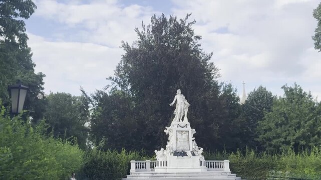 Mozart Monument in Vienna park, Austria