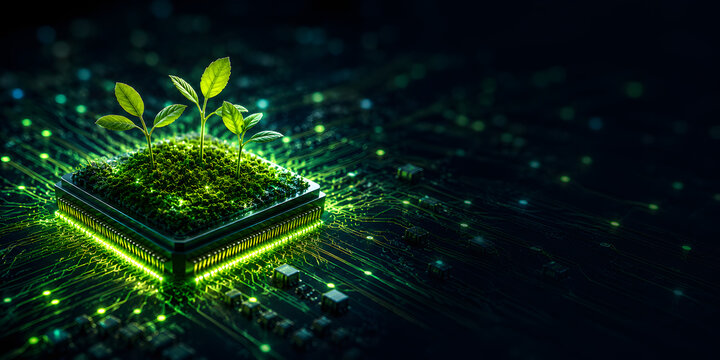 plant growing on microchip