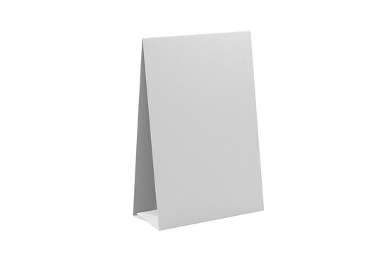 white blank 4x6 inch vertical standing paper table tent menu realistic mockup 3d render