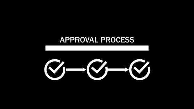 Abstract 3 step infographic approval process with check mark icon animation. Step-by-step process icon animation