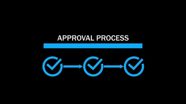 Abstract 3 step infographic approval process with check mark icon animation. Step-by-step process icon animation. Progress bar with checkmarks animation
