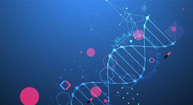 Abstraction on a scientific medical theme. Creative image of a DNA molecule with art elements.