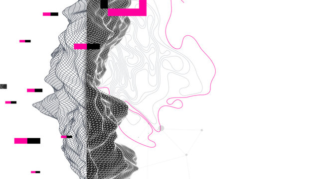 Abstract art wireframe background. Modern science or technology art elements. Surface illustration.