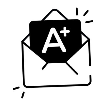 Editable design icon of A+ grade, result email 
