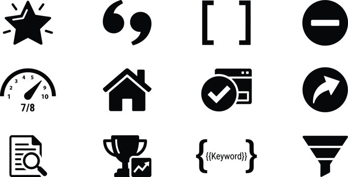 Search Engine Marketing and Paid Advertising Optimization Icon Set for Campaign Analytics Web Interfaces and Digital Marketing Vector Design